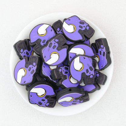 NFL Teams Helmet Silicone Focal Beads Printed Designs 20pcs 7