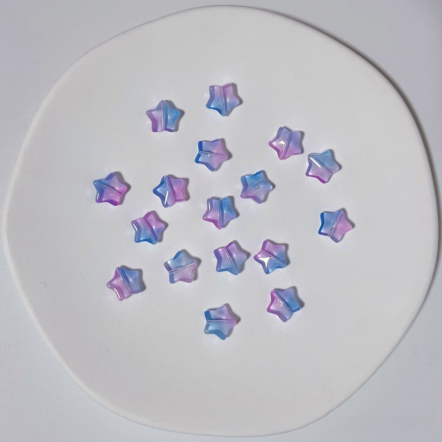 Czech Glass Beads Star 8mm Translucent Pastel Iridescent 50pcs 8