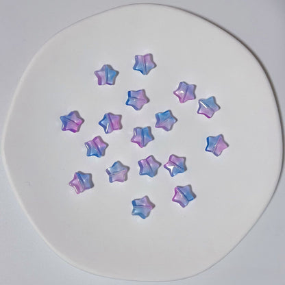 Czech Glass Beads Star 8mm Translucent Pastel Iridescent 50pcs 8