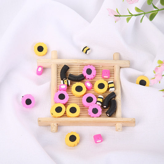 Cartoon Food Clay Beads 8-10mm Simulation Mini Snacks 50pcs