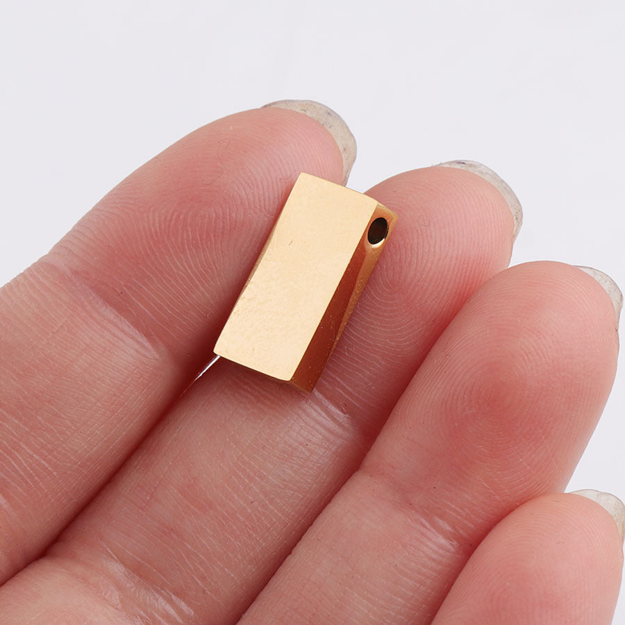 Stainless Steel Rectangular Metal Beads 15mm Polished Mirror Surface 10pcs 7