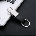 Leather Bevel Pull Ring Keychain Black PU Leather Minimalist Design 5