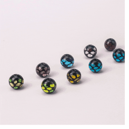 Electroplated Round Lampwork Glass Beads 12mm Japanese Style 4