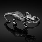 Zinc Alloy Tyrannosaurus Rex Keychain Detailed Scales Silver Finish 5