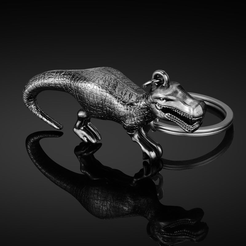 Zinc Alloy Tyrannosaurus Rex Keychain Detailed Scales Silver Finish 5