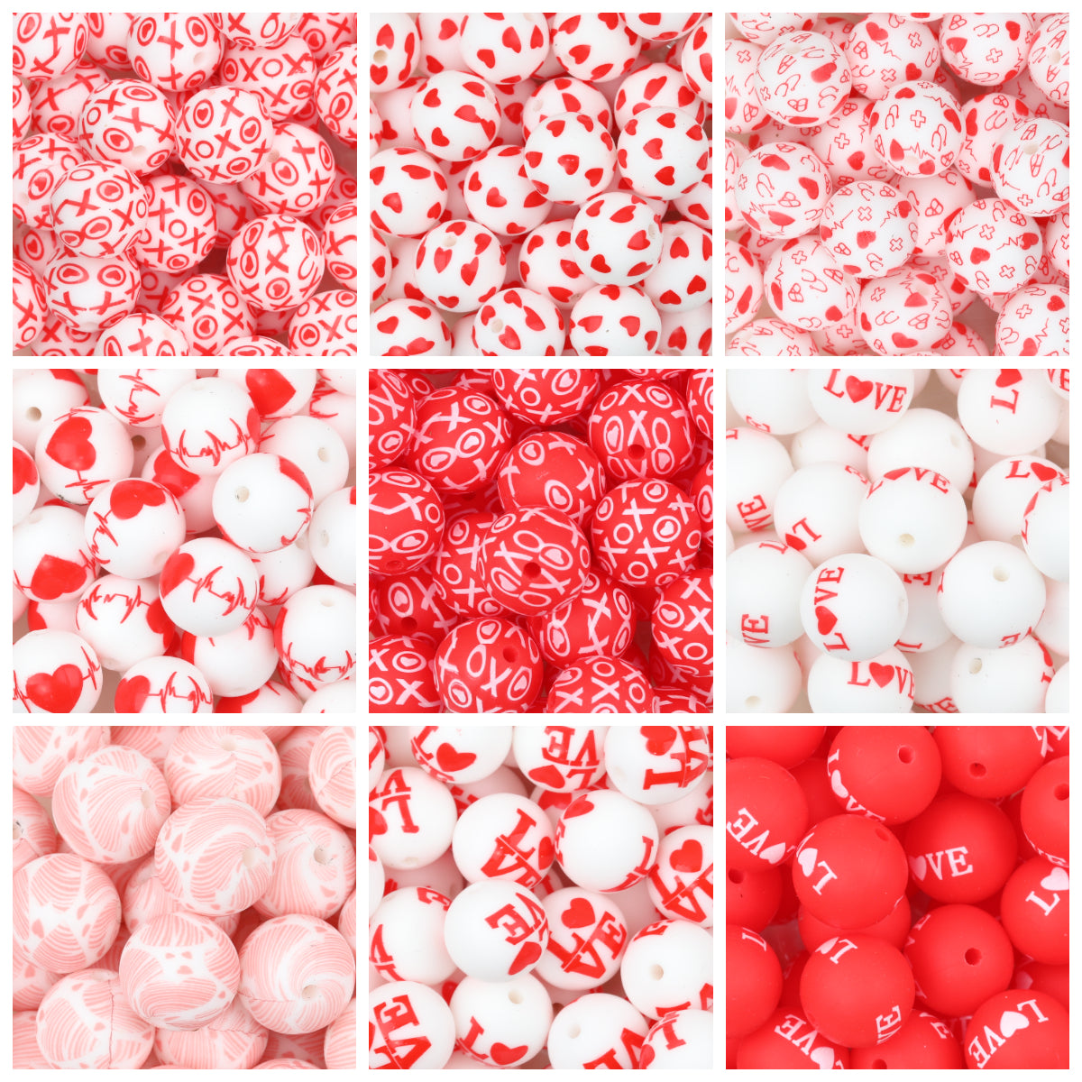 Valentine Theme 15mm Silicone Beads Printed Pattern 50pcs