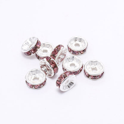 Rhinestone Spacer Beads 8mm Polished Faceted 100pcs 12