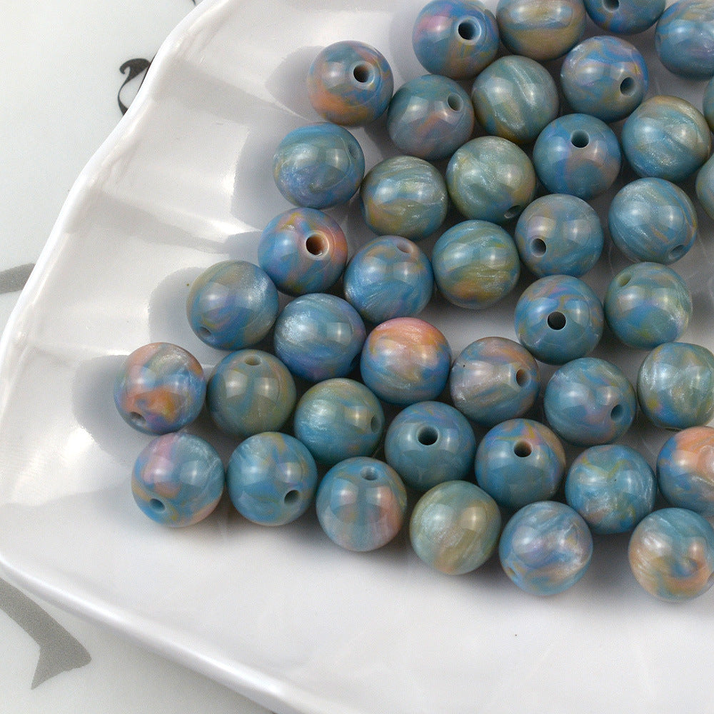 Resin Round Beads 8mm 10mm Starry Lacquer Effect 100pcs 14