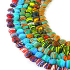 Frosted Round Glass Beads 12mm Matte Striped Swirl 10pcs 2