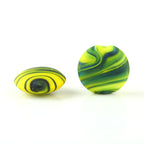 Frosted Round Glass Beads 12mm Matte Striped Swirl 10pcs 14
