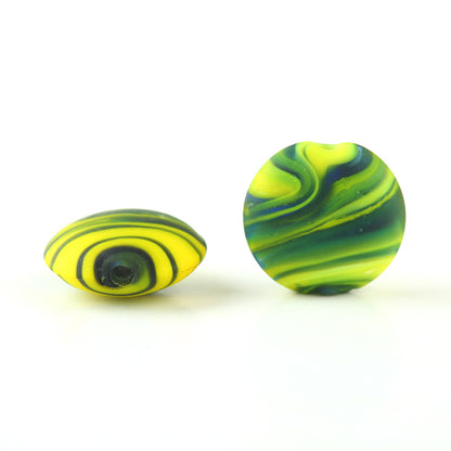 Frosted Round Glass Beads 12mm Matte Striped Swirl 10pcs 14