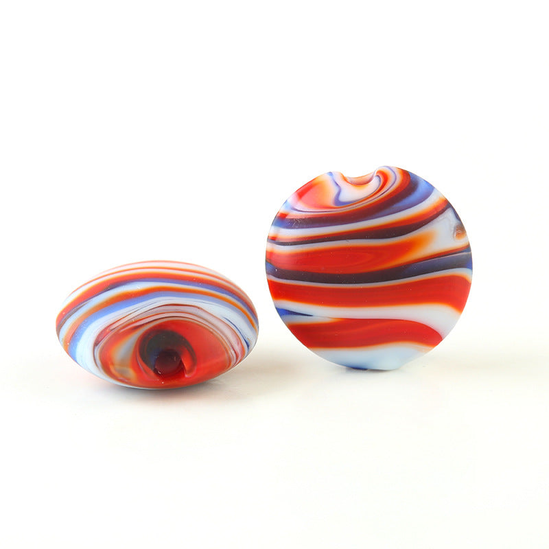 Frosted Round Glass Beads 12mm Matte Striped Swirl 10pcs 11
