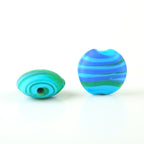 Frosted Round Glass Beads 12mm Matte Striped Swirl 10pcs 13
