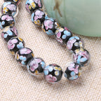 Lampwork Glass Beads Round 12mm 14mm Antique Floral Pattern 10pcs 3