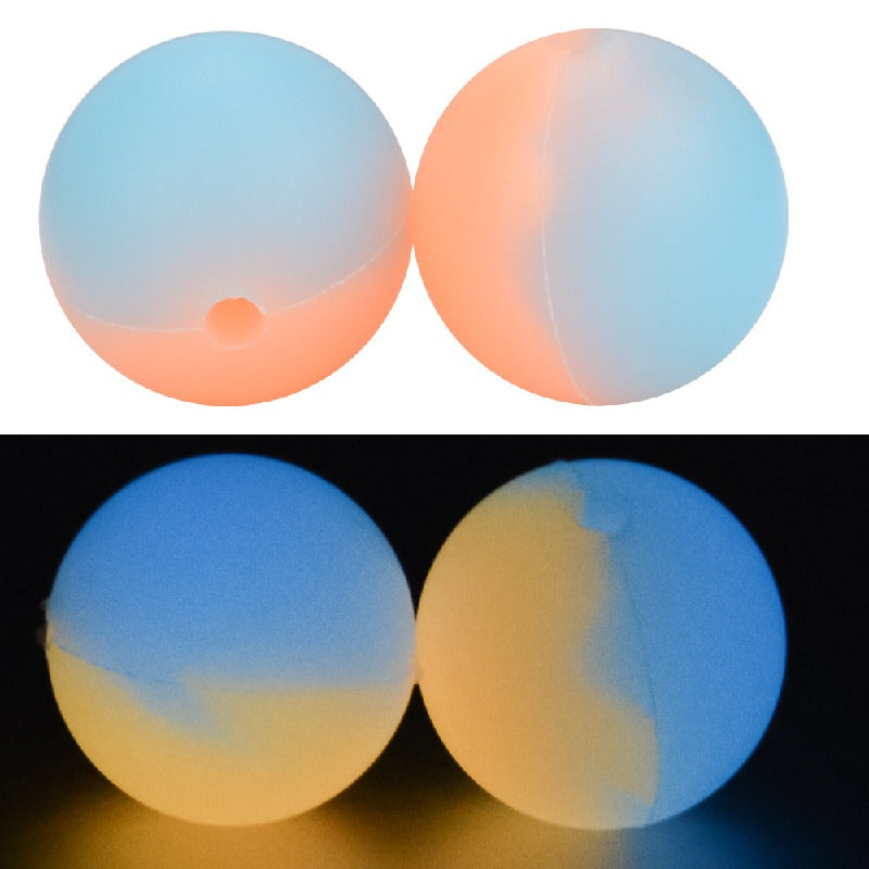 12mm 15mm Double Color Glow in Dark Silicone Beads Smooth Matte 20pcs 9