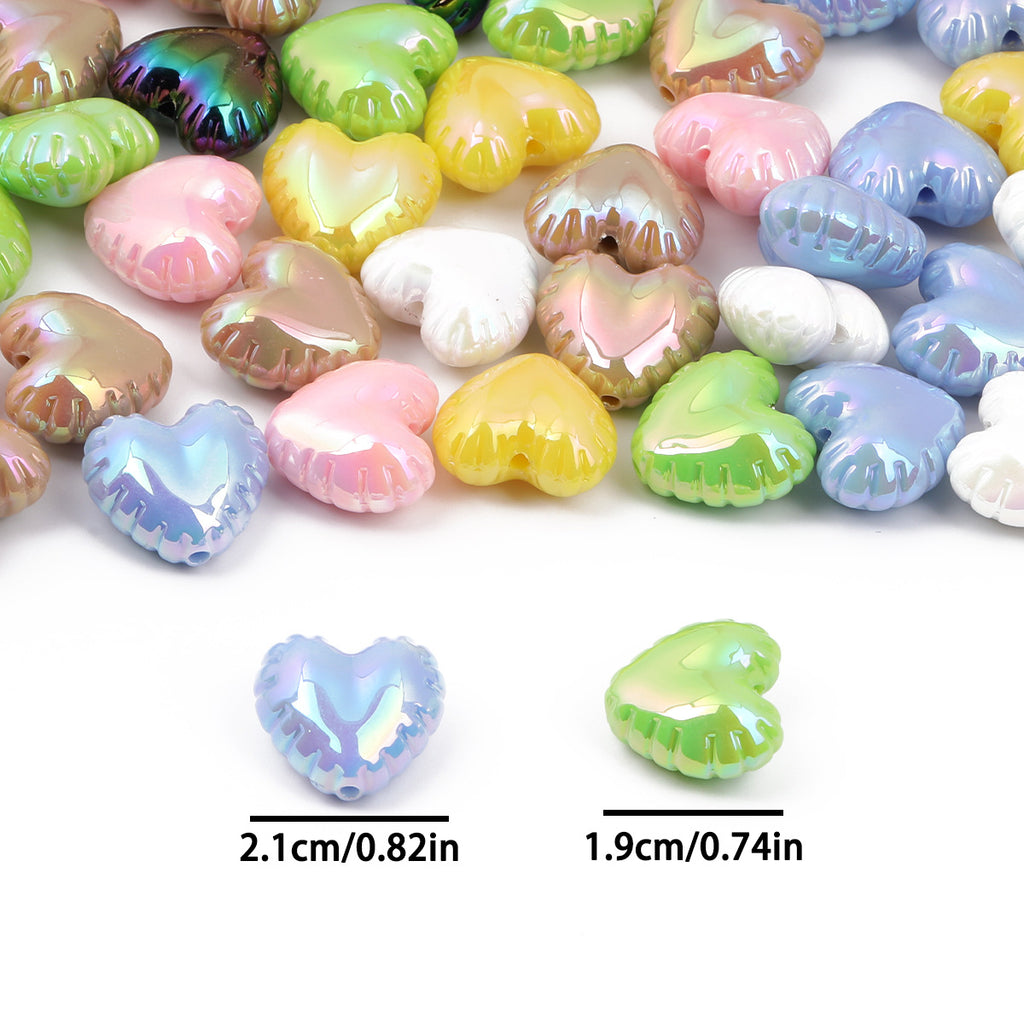 Vintage Style 21mm Heart Balloon Acrylic Beads Iridescent 50pcs 2