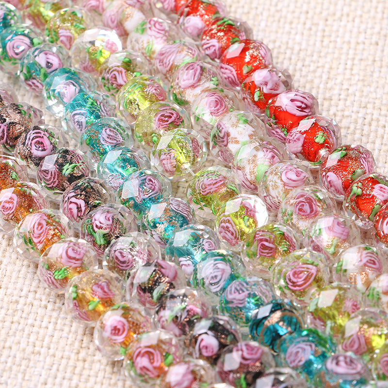 Transparent Flower Glass Beads 12mm Multicolor Assorted 100pcs 2