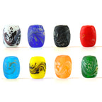 Frosted Glass Beads 12x15mm Colorful Swirled Matte Finish 20pcs 2