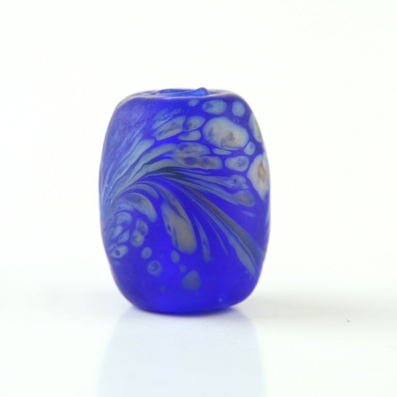 Frosted Glass Beads 12x15mm Colorful Swirled Matte Finish 20pcs 5
