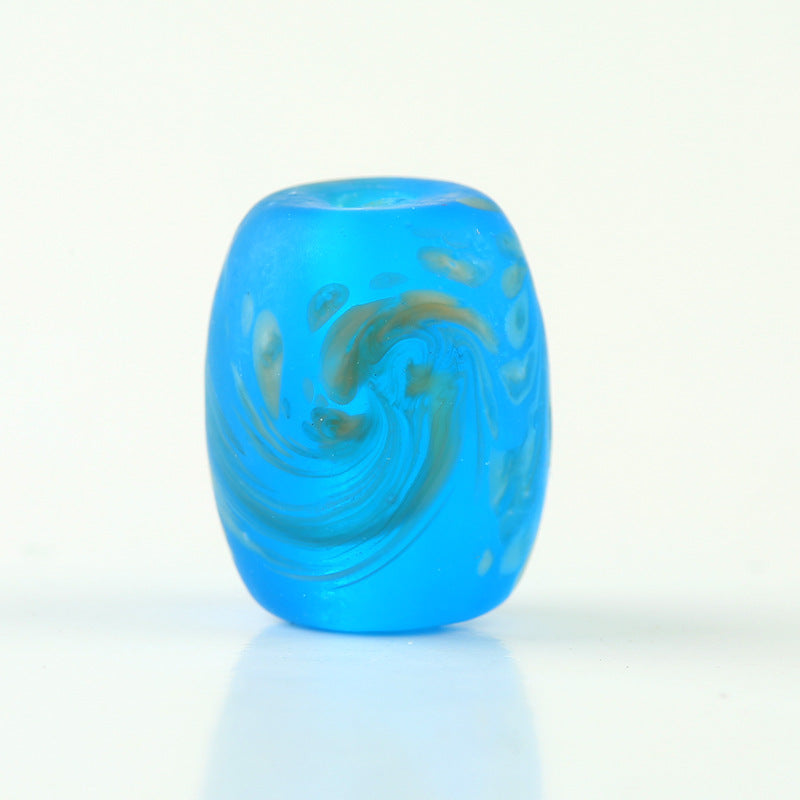Frosted Glass Beads 12x15mm Colorful Swirled Matte Finish 20pcs 8
