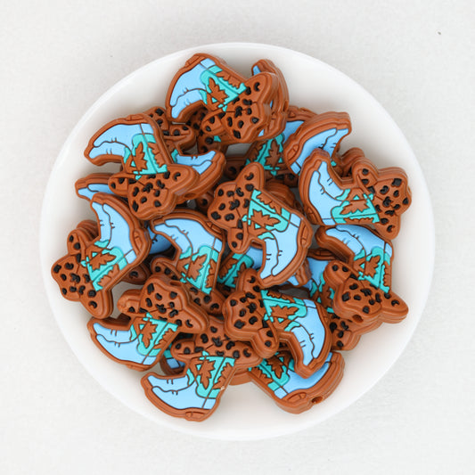 Cowboy Boot Blue Silicone Focal Beads 20pcs