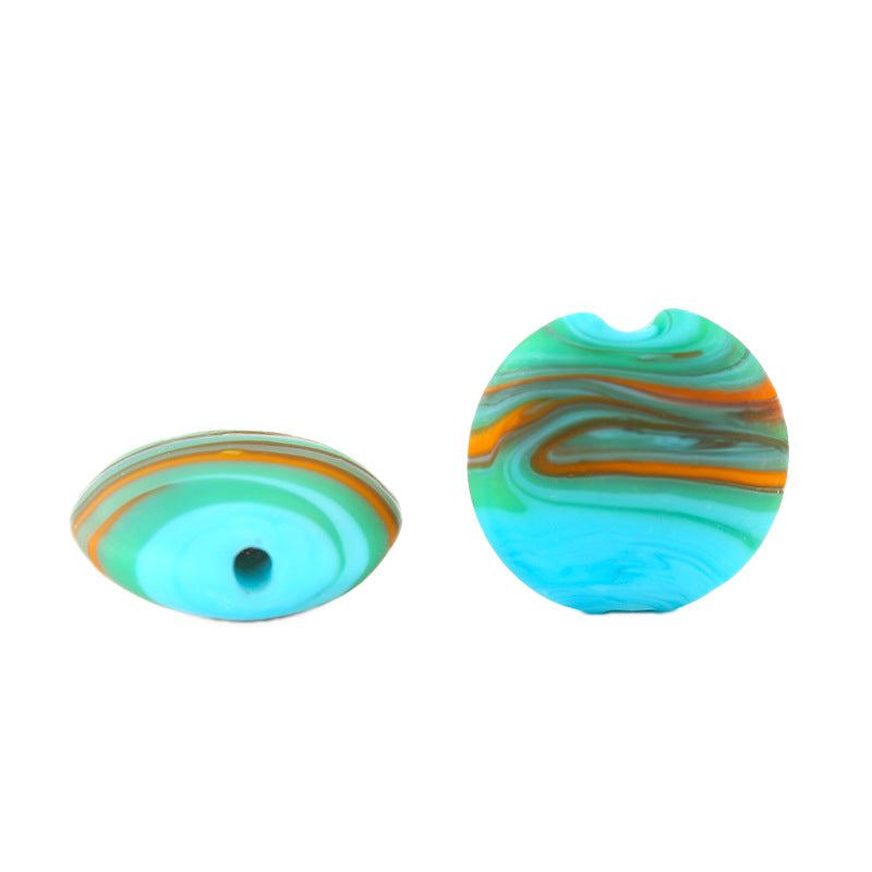 Frosted Round Glass Beads 12mm Matte Striped Swirl 10pcs 4