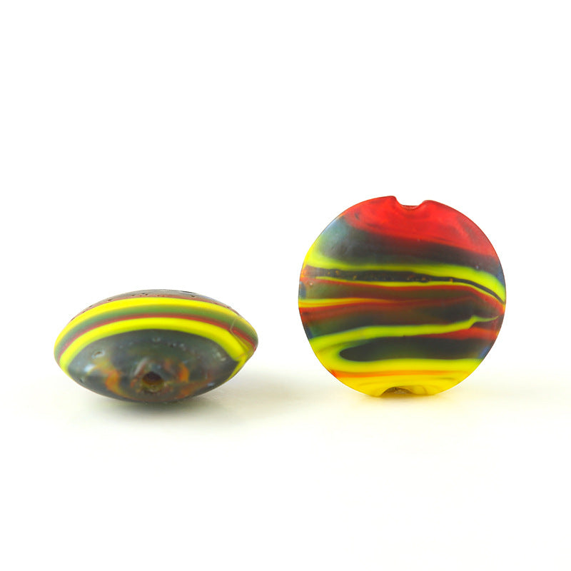 Frosted Round Glass Beads 12mm Matte Striped Swirl 10pcs 15