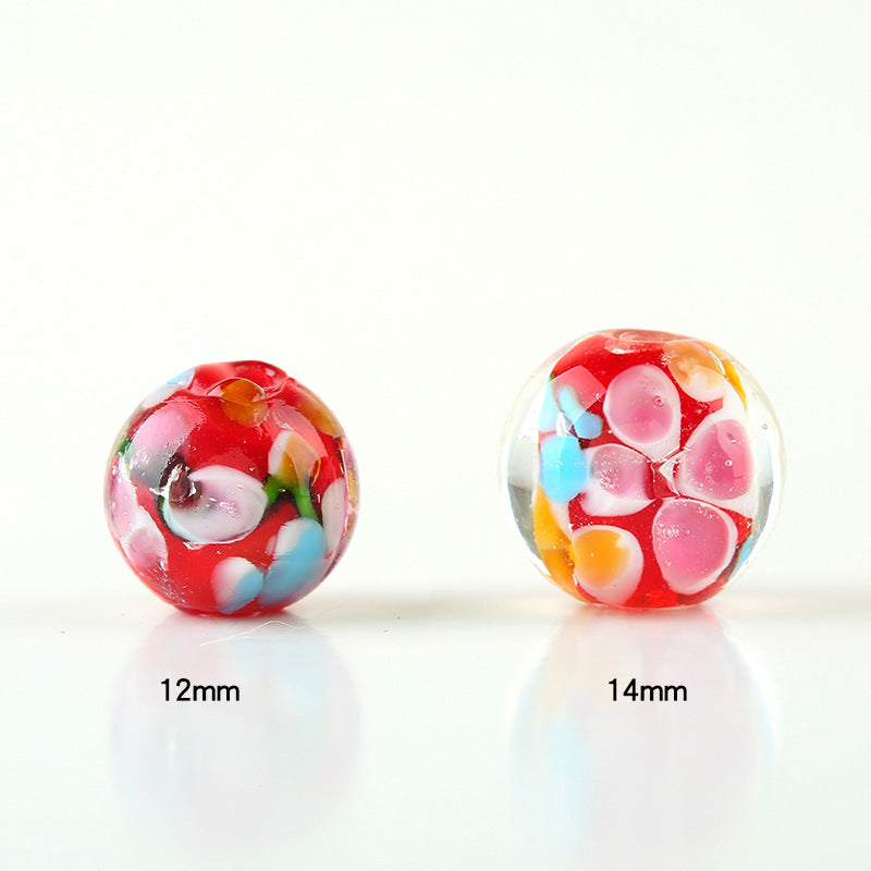 Lampwork Glass Beads Round 12mm 14mm Antique Floral Pattern 10pcs 4