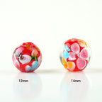 Lampwork Glass Beads Round 12mm 14mm Antique Floral Pattern 10pcs 4