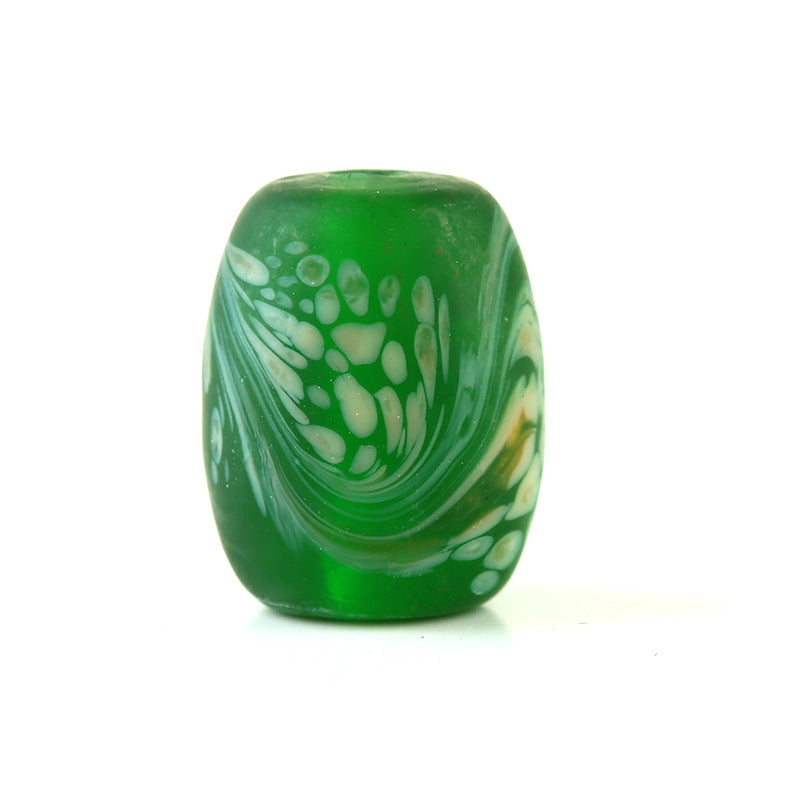 Frosted Glass Beads 12x15mm Colorful Swirled Matte Finish 20pcs 3