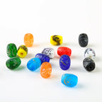 Frosted Glass Beads 12x15mm Colorful Swirled Matte Finish 20pcs