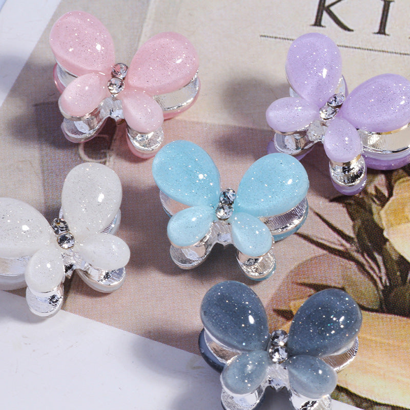 3D Glitter Butterfly Alloy Beads 16mm 2pcs 4