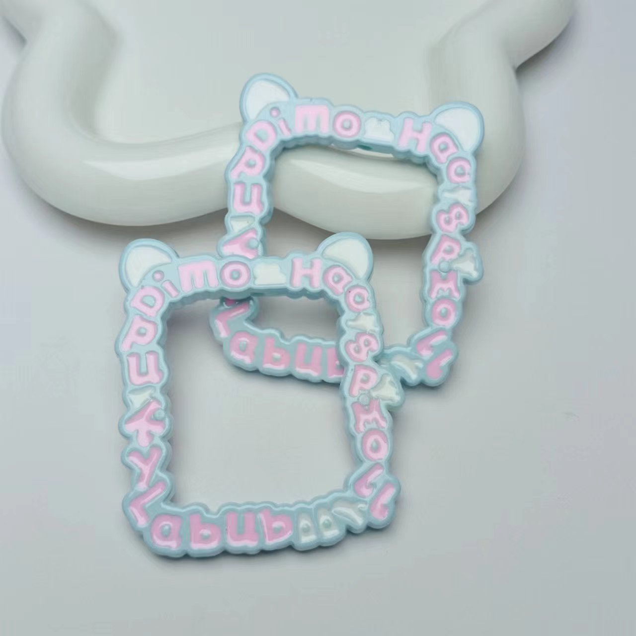 Hand Painted Cat Photo Frame Acrylic Bead Frames 5pcs 9