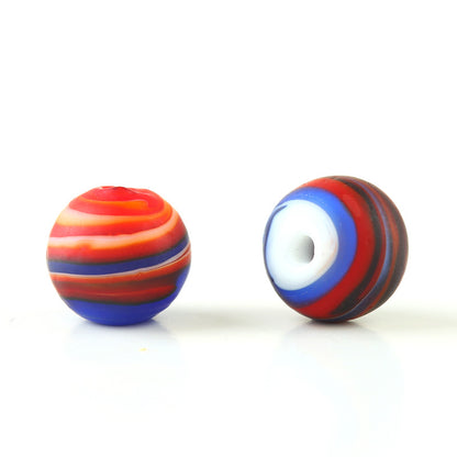 Frosted Round Glass Beads 12mm Matte Striped Swirl 10pcs 6