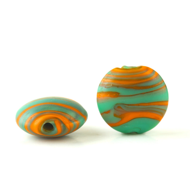 Frosted Round Glass Beads 12mm Matte Striped Swirl 10pcs 16