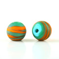 Frosted Round Glass Beads 12mm Matte Striped Swirl 10pcs 5