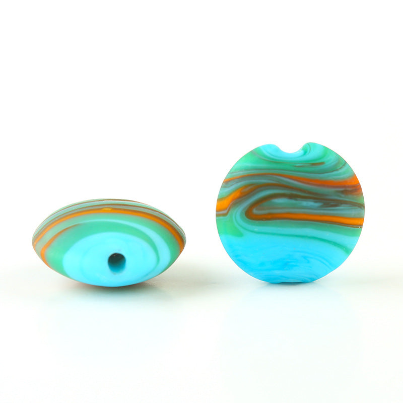 Frosted Round Glass Beads 12mm Matte Striped Swirl 10pcs 12
