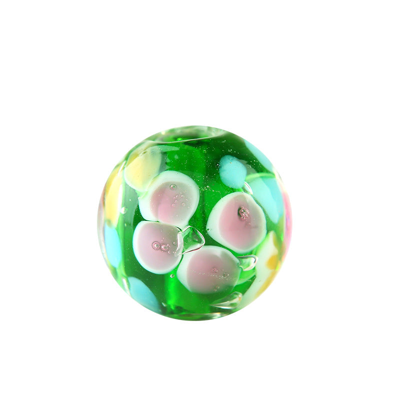 Lampwork Glass Beads Round 12mm 14mm Antique Floral Pattern 10pcs 5