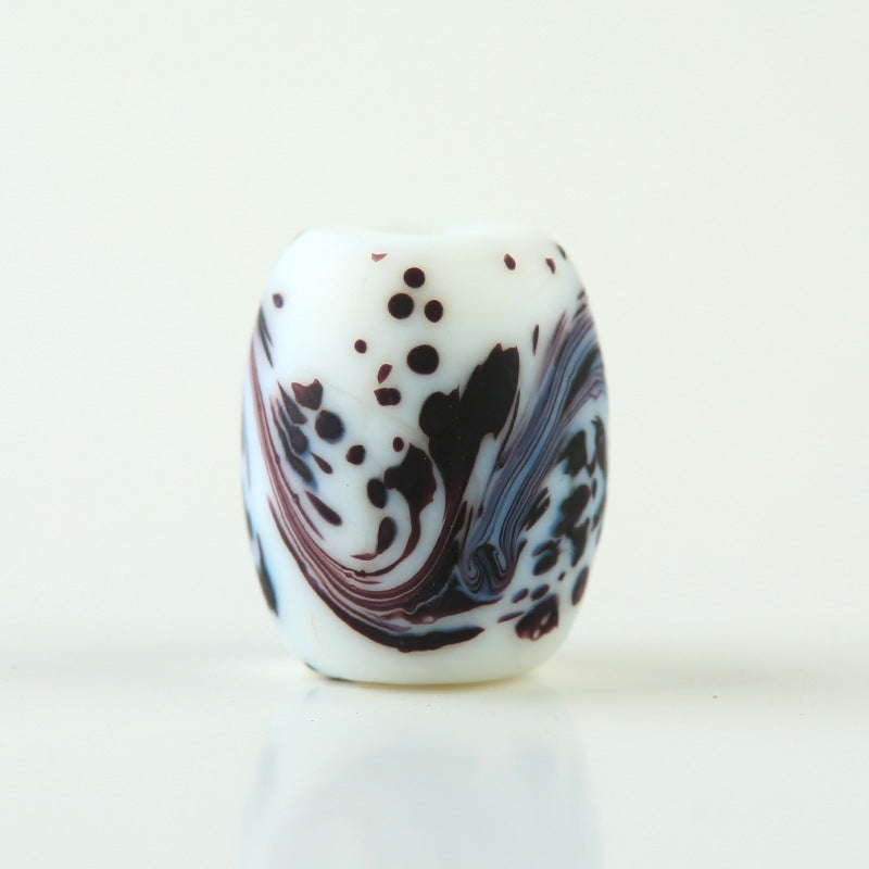 Frosted Glass Beads 12x15mm Colorful Swirled Matte Finish 20pcs 4