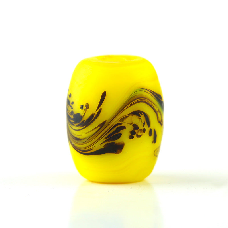 Frosted Glass Beads 12x15mm Colorful Swirled Matte Finish 20pcs 9