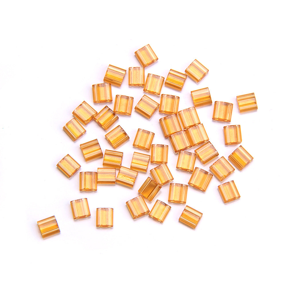 Electroplated Transparent Seed Glass Beads Rice Brick Style 200pcs 2