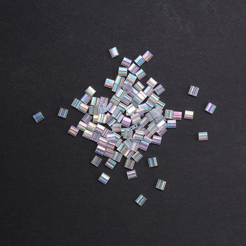 Electroplated Transparent Seed Glass Beads Rice Brick Style 200pcs 8