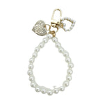 Pearl Heart Beaded Keychain with Gold Accents Elegant Charm 5