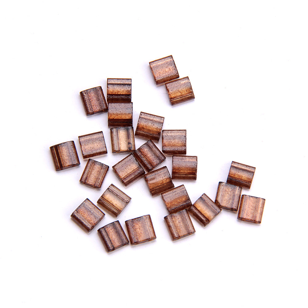Electroplated Transparent Seed Glass Beads Rice Brick Style 200pcs 3