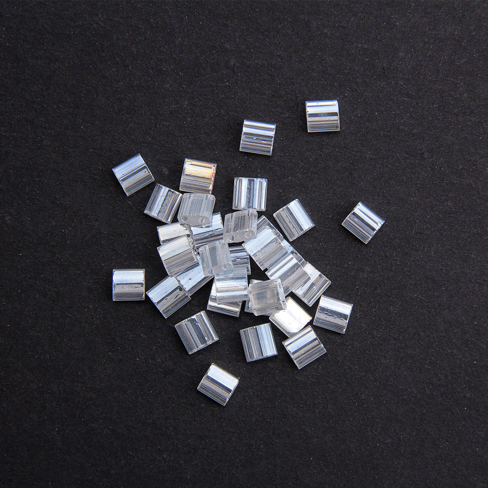 Electroplated Transparent Seed Glass Beads Rice Brick Style 200pcs 7