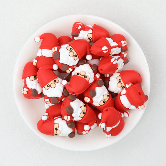 Silicone 3D Santa Claus Focal Beads Christmas Decoration 20pcs