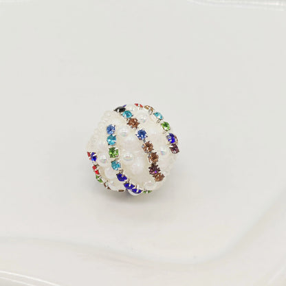 Wavy Rhinestone Beads 18mm Bubblegum Acrylic Multicolor 4pcs 8