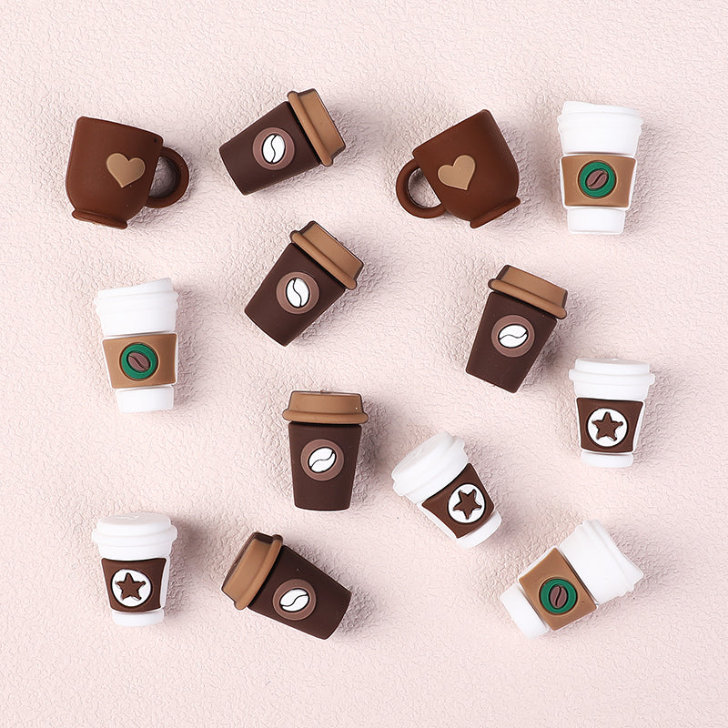 Silicone 3D Focal Beads Coffee Cup Five Pointed Star Heart Mug 20pcs 6