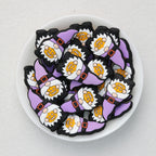 Purple Gnome Silicone Focal Beads Wholesale, Halloween Pumpkin with Witch Hat and Jack-o-Lantern Face