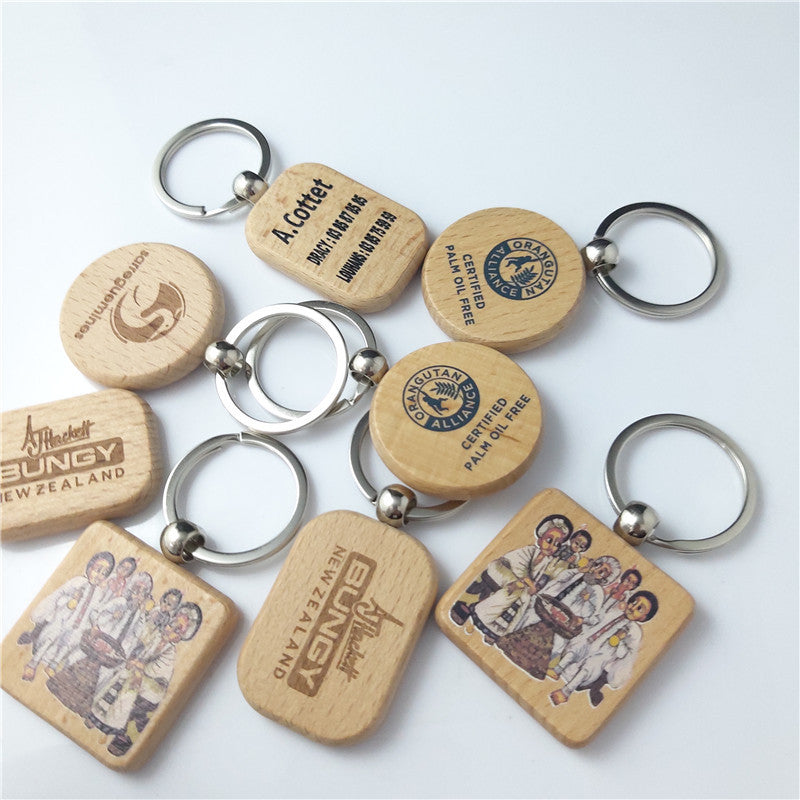 Wooden Blank Keychain Minimalist Natural Wood Shapes 4